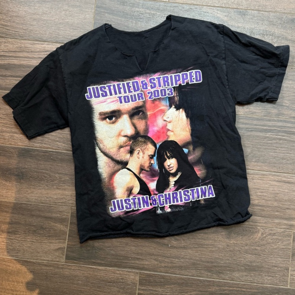 Justin & Christina Tour 2003 Black T-Shirt